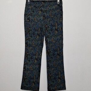Soft Surroundings Unique Artsy Feather Swirl Baroque Print Retro Pants Size M